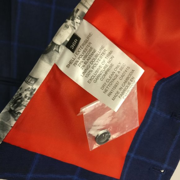 Dress Vest, Blue/Black Checkered Vest, Formal Shirt Vest 36R - Picture 12 of 14